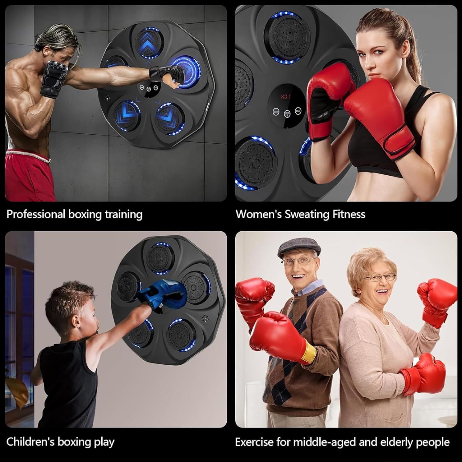 2025 New Boxing Traing Machine, Smart Music Boxing Machine Wall Mounted with Boxing Gloves, Bluetooth Boxing Training Punching Equipment for Kids Adults Home Workout Stress Relief