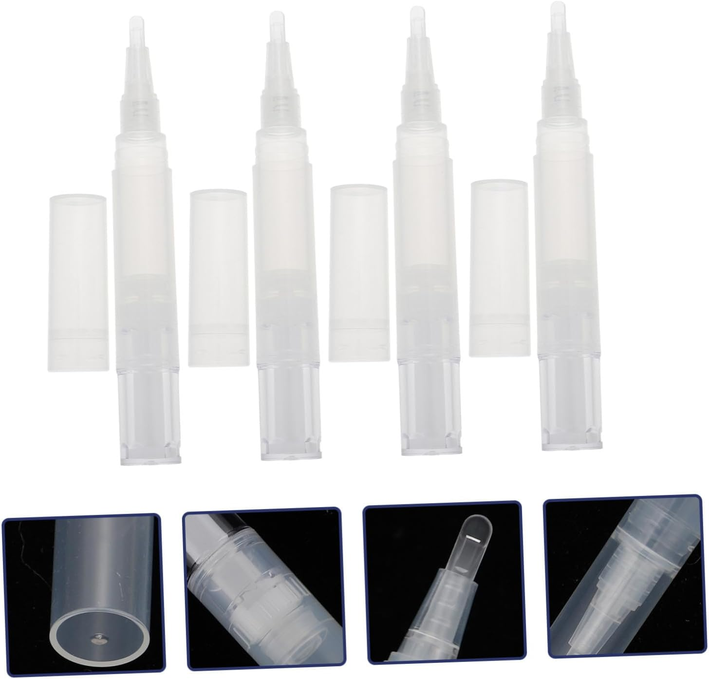 CIYODO 4Pcs Empty Twist Pen Manicure Brush Applicator Silicone Tip Nail Oil Eyelash Dispenser for Travel Daily Use