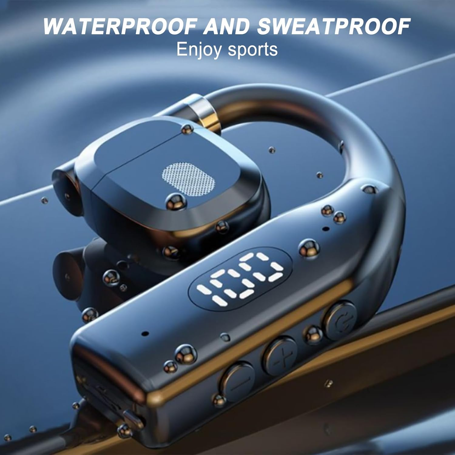 Wireless Earbuds with Earhooks - over the Ear Wireless Earbuds - Battery Display 5.3 Headphone Sweatproof Waterproof Earpiece for Workout Swimming Motorcycle Fitness Running Working Women image number 5