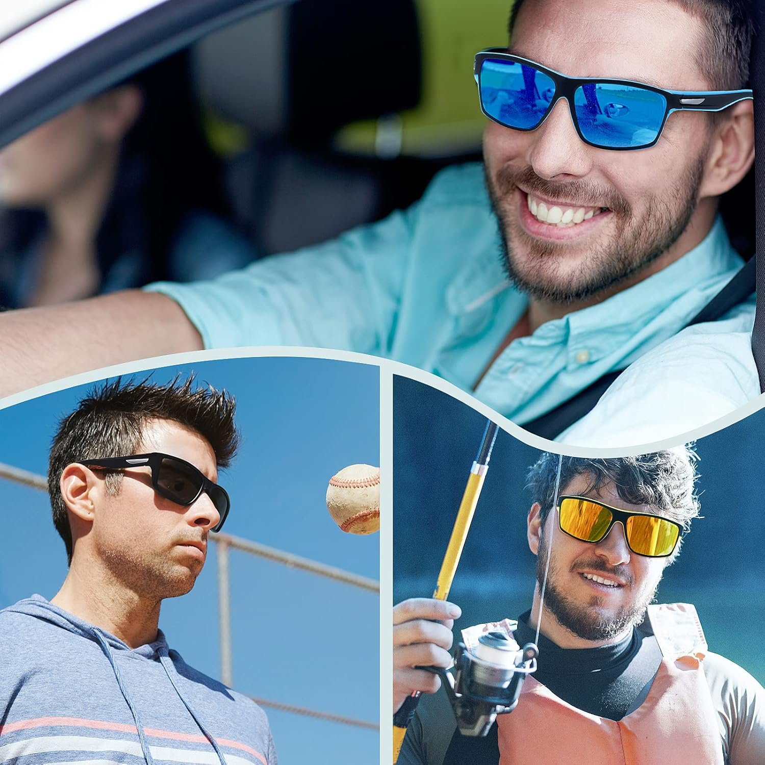 Polarised Sunglasses Mens with UV Protection Sports Sunglasses Running Cycling Fishing Sun Glasses Gifts for Men Women - Blue image number 5