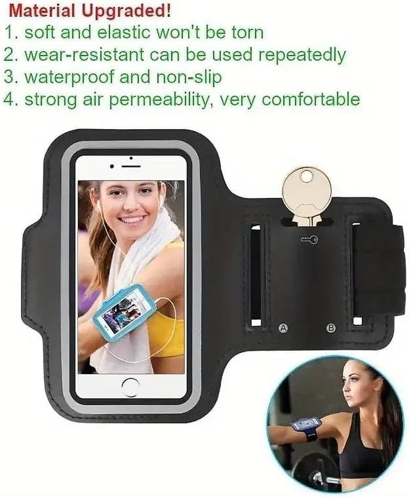Running Armband with Earbuds Bag, Adjustable Sports Phone Holder for Iphone 17/16/15/14/13/12 Pro Max & Galaxy S24+, Sweatproof Fitness Case with Card Slot image number 3
