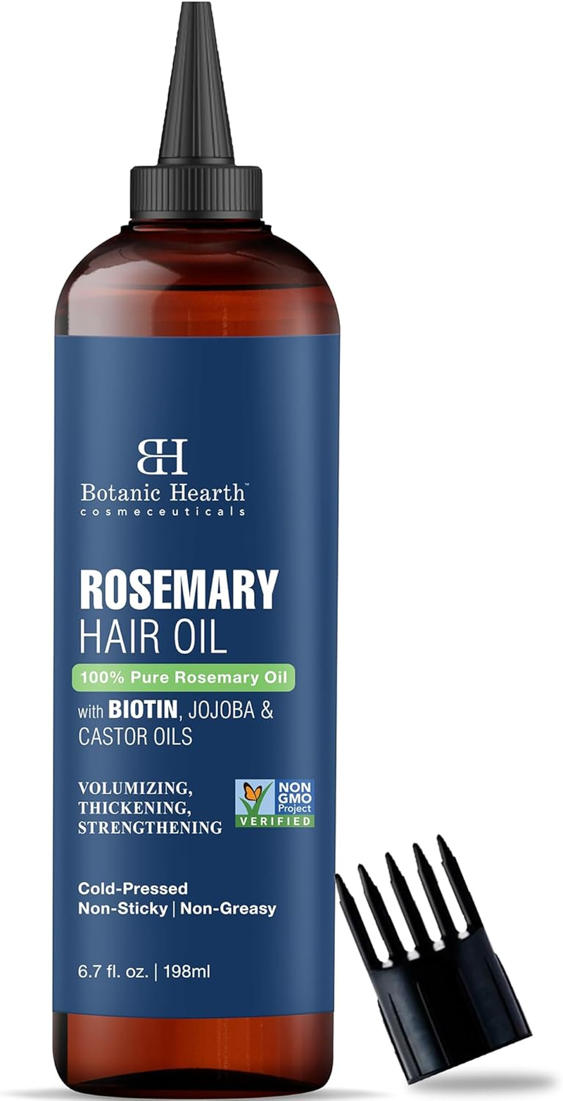 Botanic Hearth 100% Pure Rosemary Oil for Hair Growth Infused with Biotin (6.7 Fl Oz) | Hair Strengthening Treatment | Nourishing & Volumizing | with Jojoba Oil & Castor Oil | Non GMO Verified image number 1