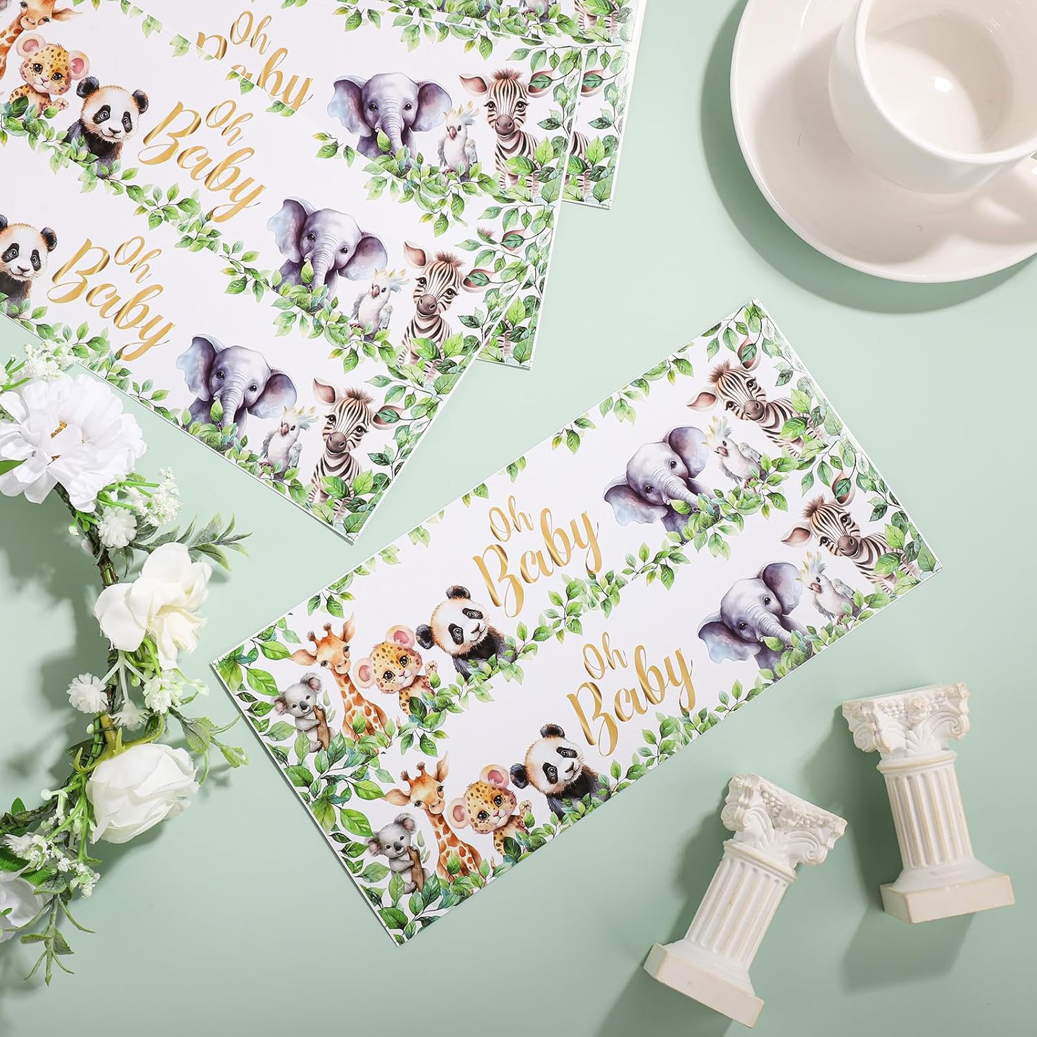 50Pcs Baby Shower Water Bottle Labels, Waterproof Decorative Water Bottle Labels Personalized Water Bottle Wrap Stickers for Baby Shower Party Decorations (Animal Style) image number 2