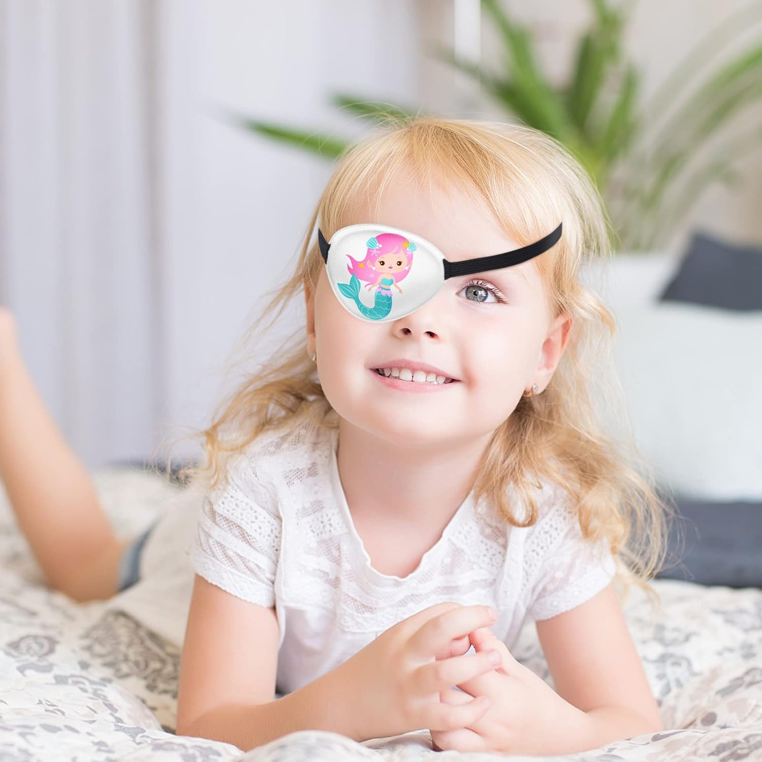 8 Pcs Eye Patches for Kids Adjustable Single Eye Patch Reusable Cute Girls Eye Patch with Elastic Strap for Lazy Eye Either Eye Left or Right Eyepatch, Unicorn Mermaid Rainbow Various Patterns image number 2