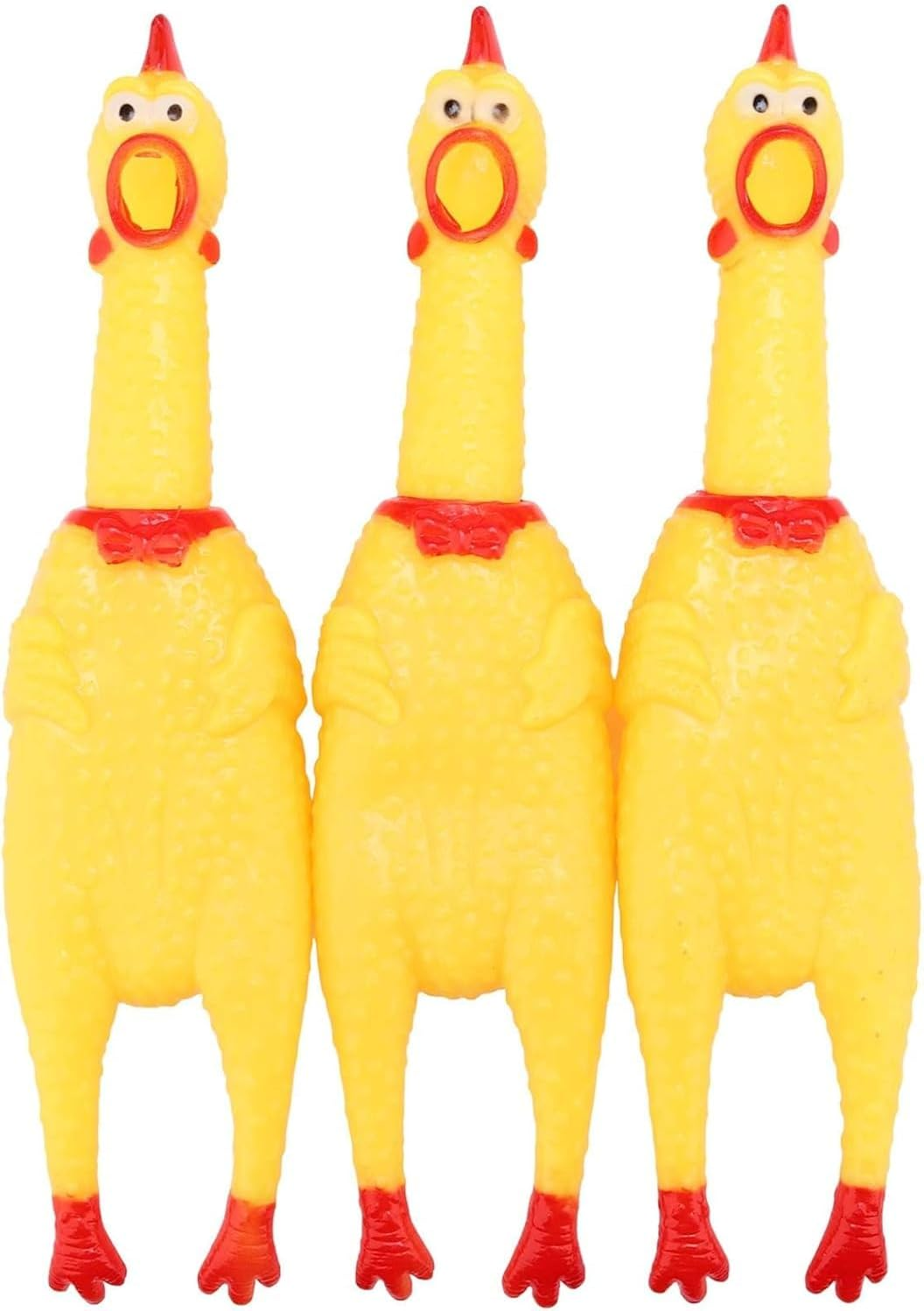 Screaming Chicken Dog Toys,Yellow Squaking Chicken Toy Durable for Dogs,Rubber Chickens 3 Pack (Yellow, 31CM) image number 2