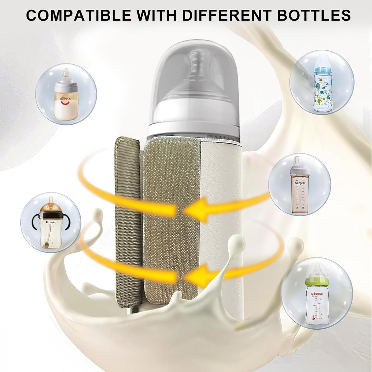 Portable Bottle Warmer, Fast Charging Infant Bottle Warmer, Portable Baby Milk Warmer with LED Display, 6-Speed Temperature Control, 360 Degree Wrap Even Warming, for Home and Outing image number 3