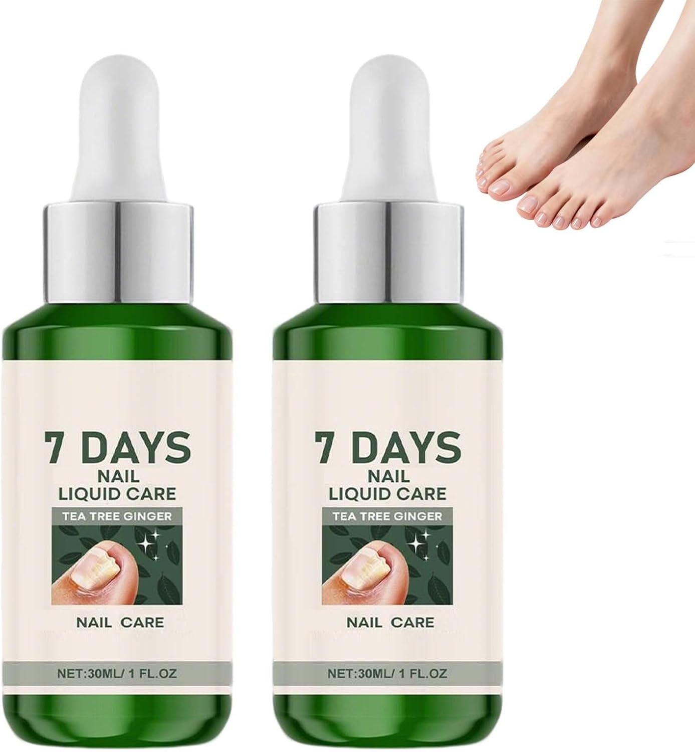 Ginger Nail Growth Serum, Nail Repair & Strengthener for Weak & Brittle Nails Serum, Damaged Broken Discolored Nails, 7 Days Toenail Treatment Extra Strength for Toenails Anti-Breakage Serums (4PCS)