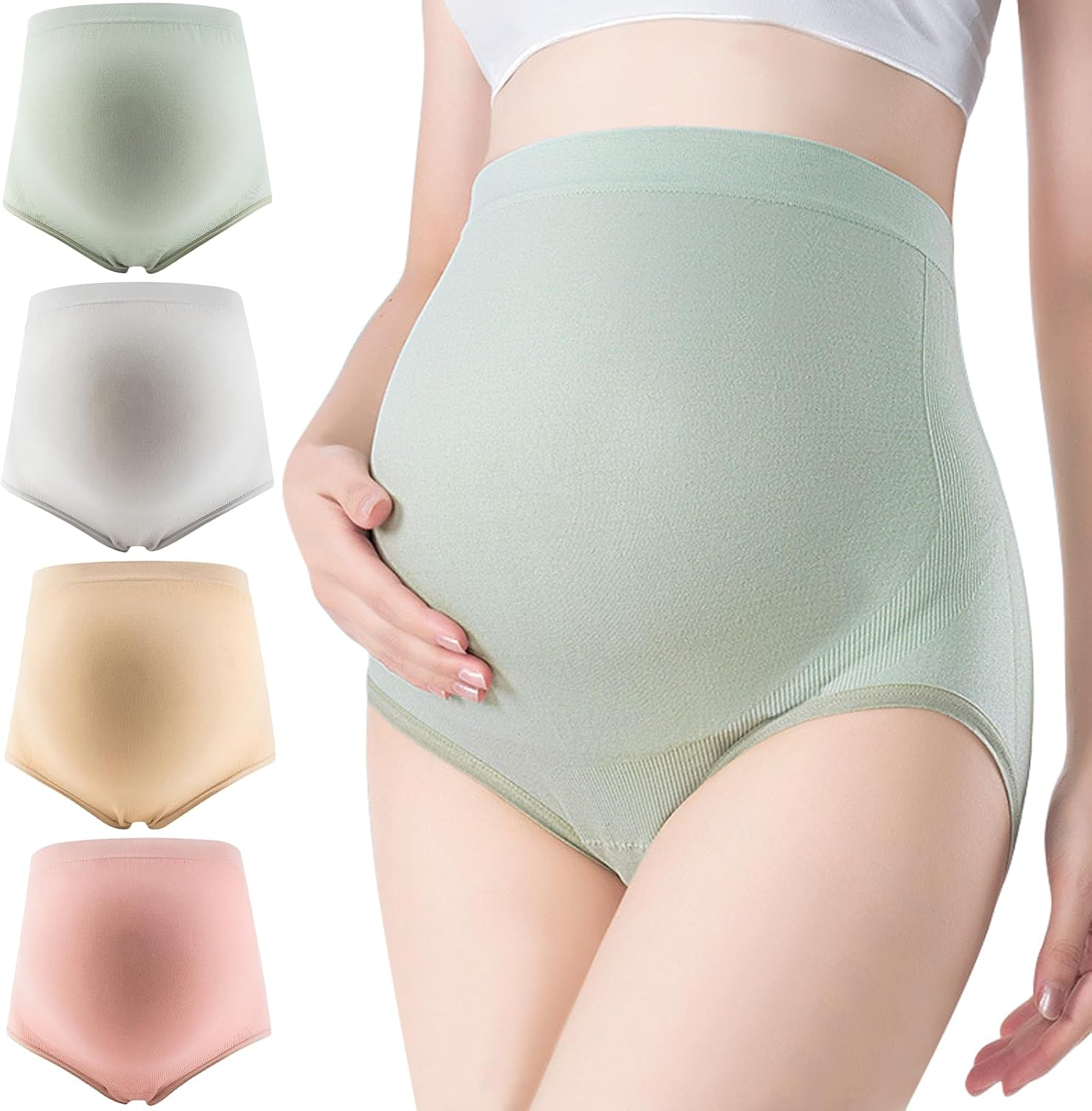 Women'S Maternity Knickers 4 Pack - High Waist Stretch Breathable Underwear for Pregnancy Comfort image number 6