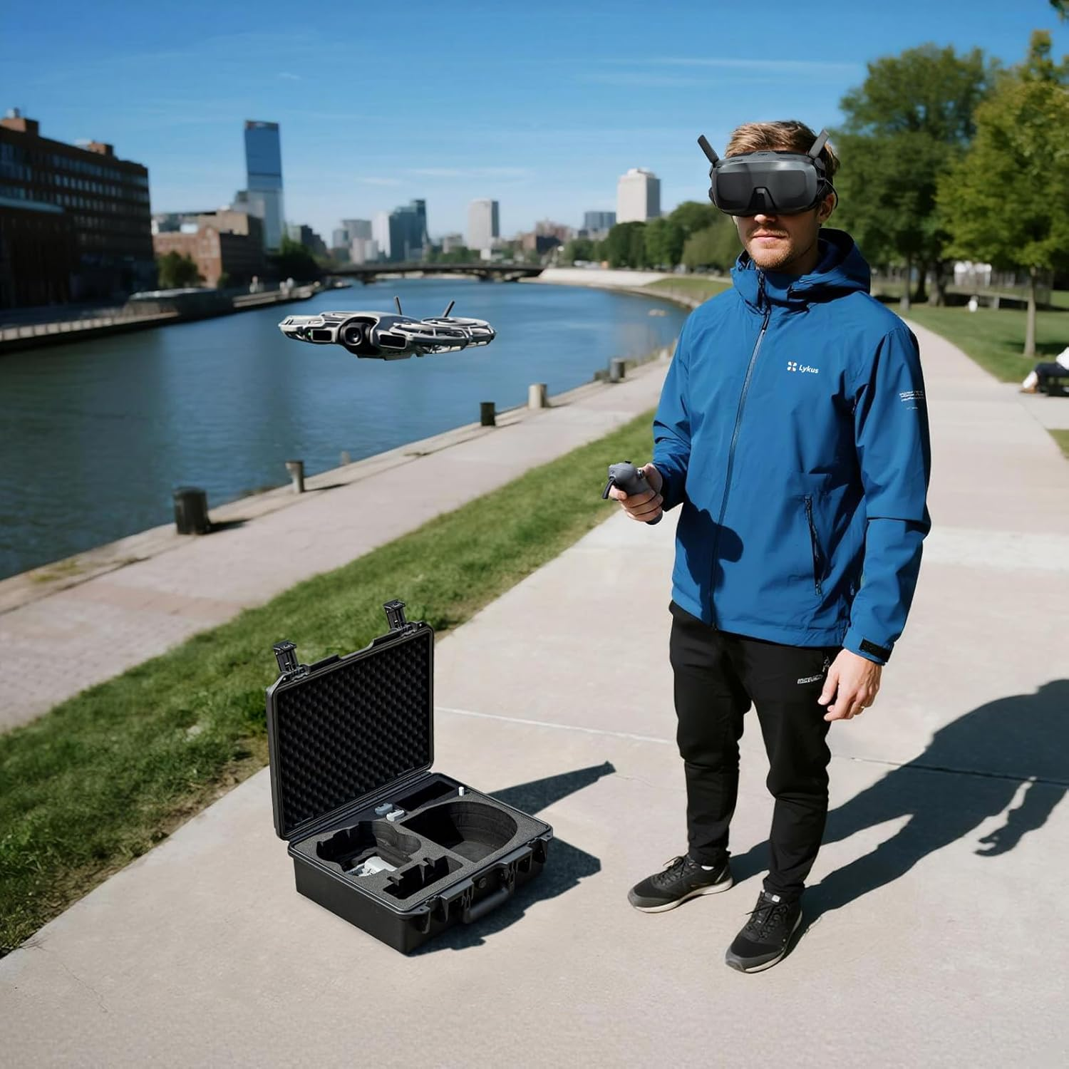 Lykus Titan N210 Waterproof Hard Case for DJI Neo 2 Motion Combo, Goggles N3/3, RC Motion 3, FPV Controller 3, Support up to 8 Batteries [CASE ONLY] image number 3