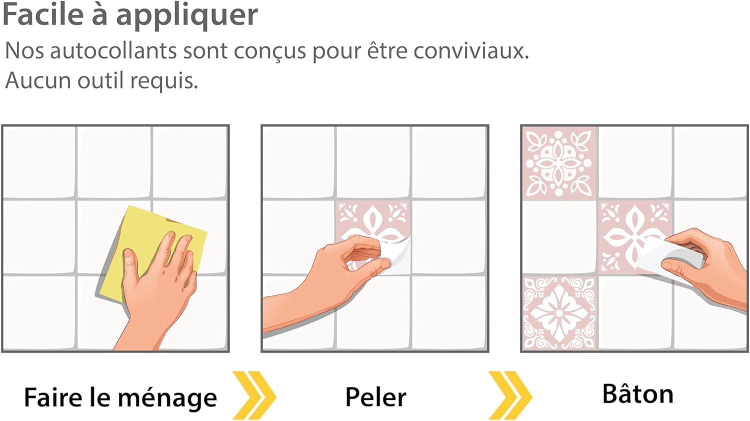 WALPLUS 15Cm 48 Pcs Sevilla Light Pink Wall Tile Stickers Peel and Stick Backsplash Self-Adhesive Vinyl Home Decor DIY Living Room Splashbacks Spring Easter Decoration Tile Paint Stick on Tiles Ideas image number 5