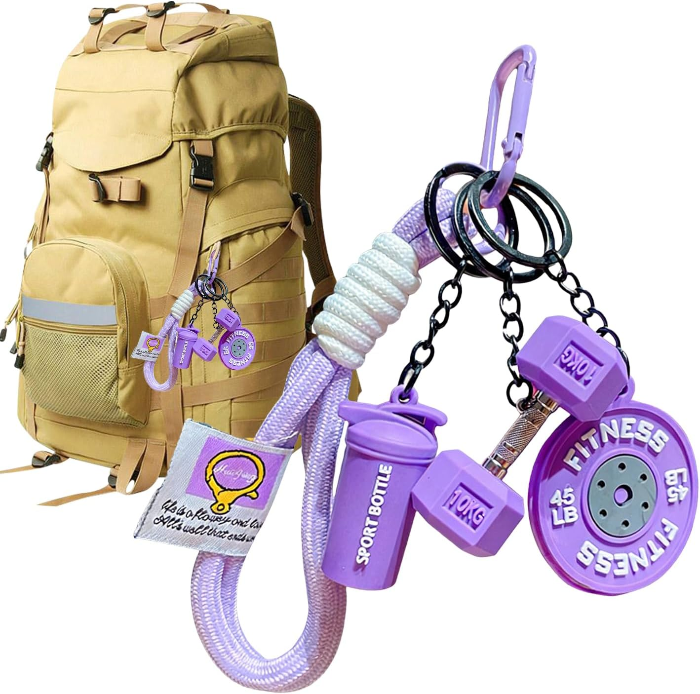 Gym Keychain - Cute Dumbbell Design, Lightweight Metal Build | Detail Pocket Size Accessory Fitness Keyring for Men Women Birthday Party Travel School Club Office