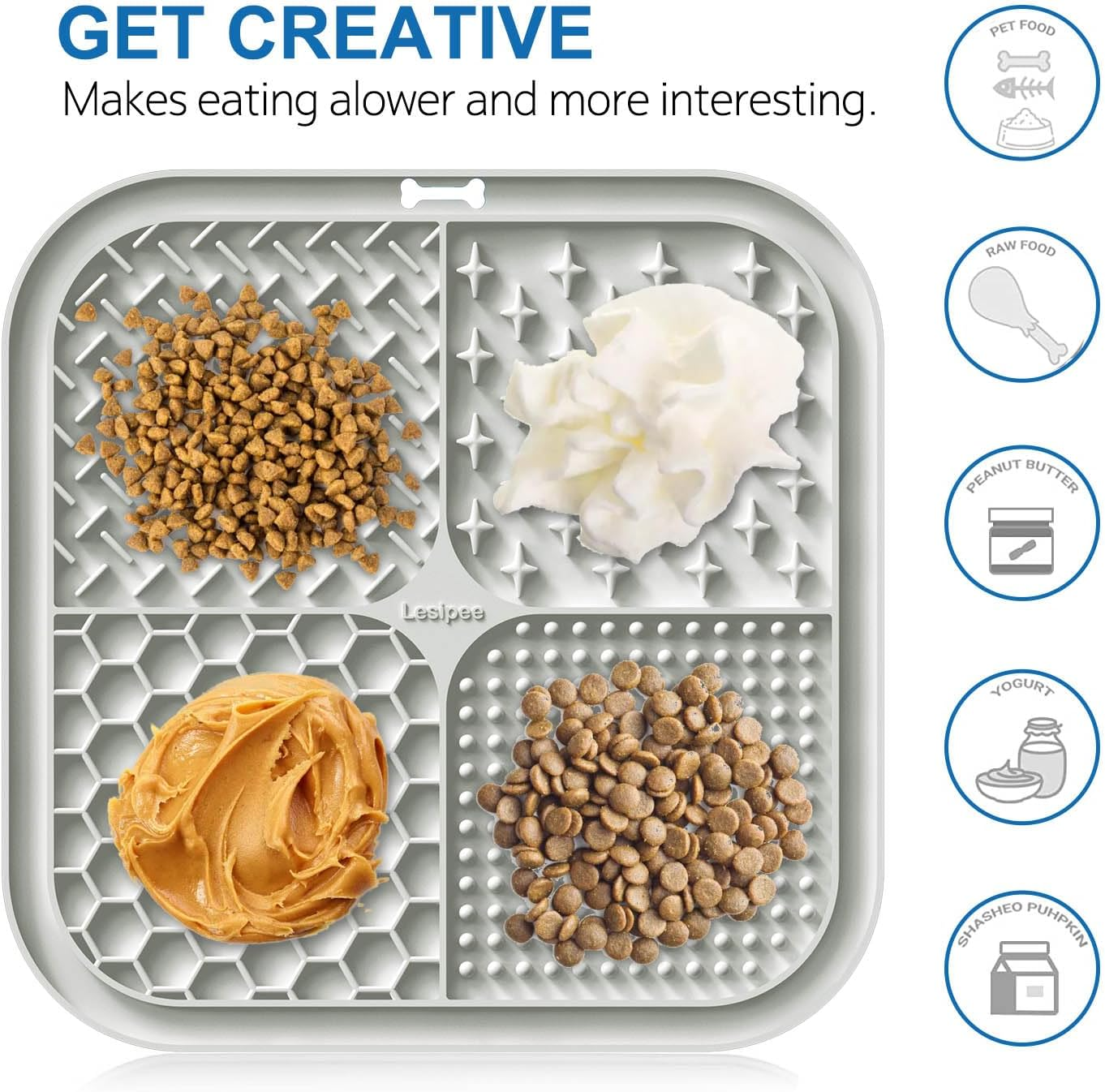 Lesipee Dog Lick Mat, Pack of 2, Grey and Beige, Silicone, Dishwasher Safe, Ideal for Dogs image number 5