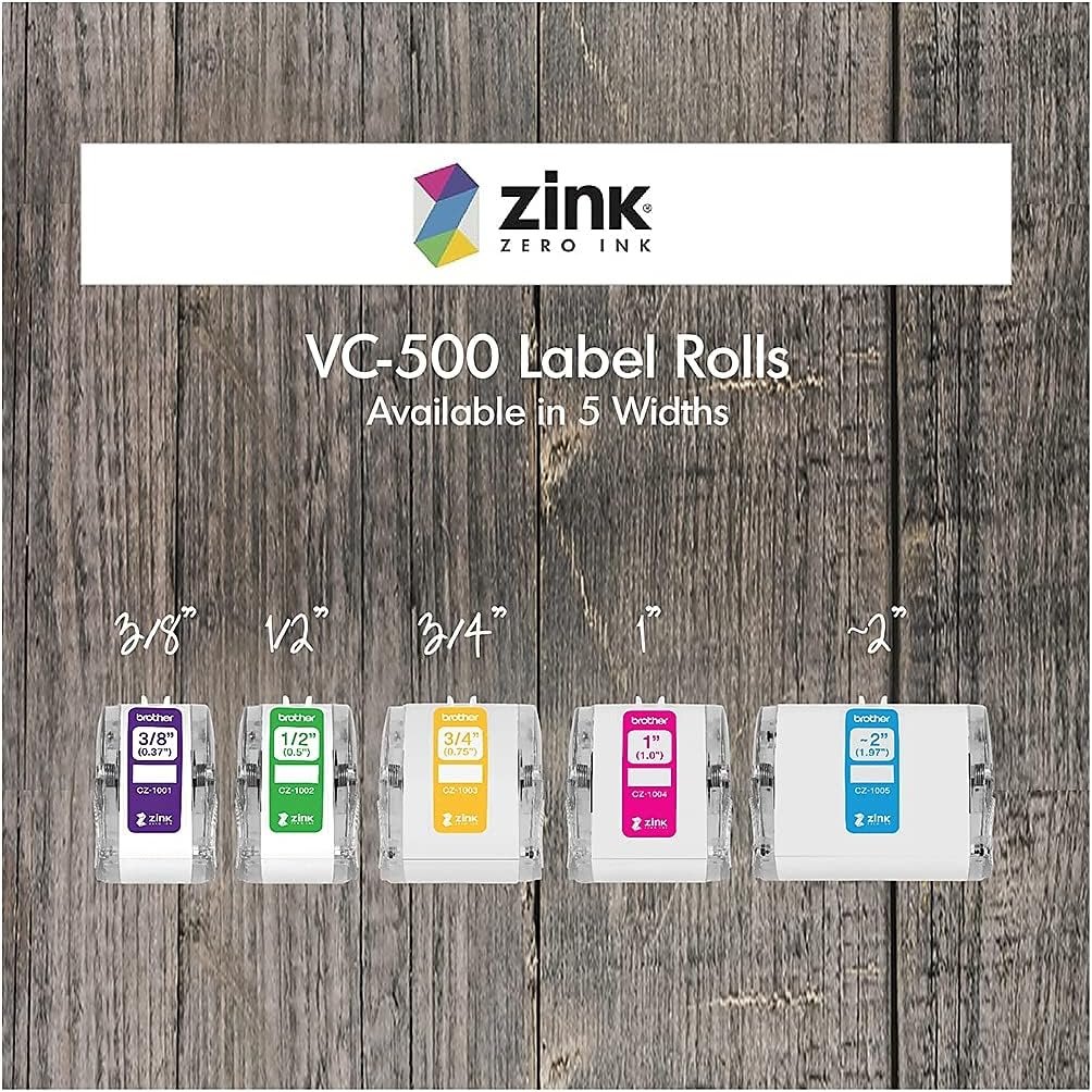 Brother Genuine CZ-1004 Continuous Length 1&rdquo; (1.0&rdquo;) 25 Mm Wide X 16.4 Ft. (5 M) Long Label Roll Featuring Zink Zero Ink Technology image number 3