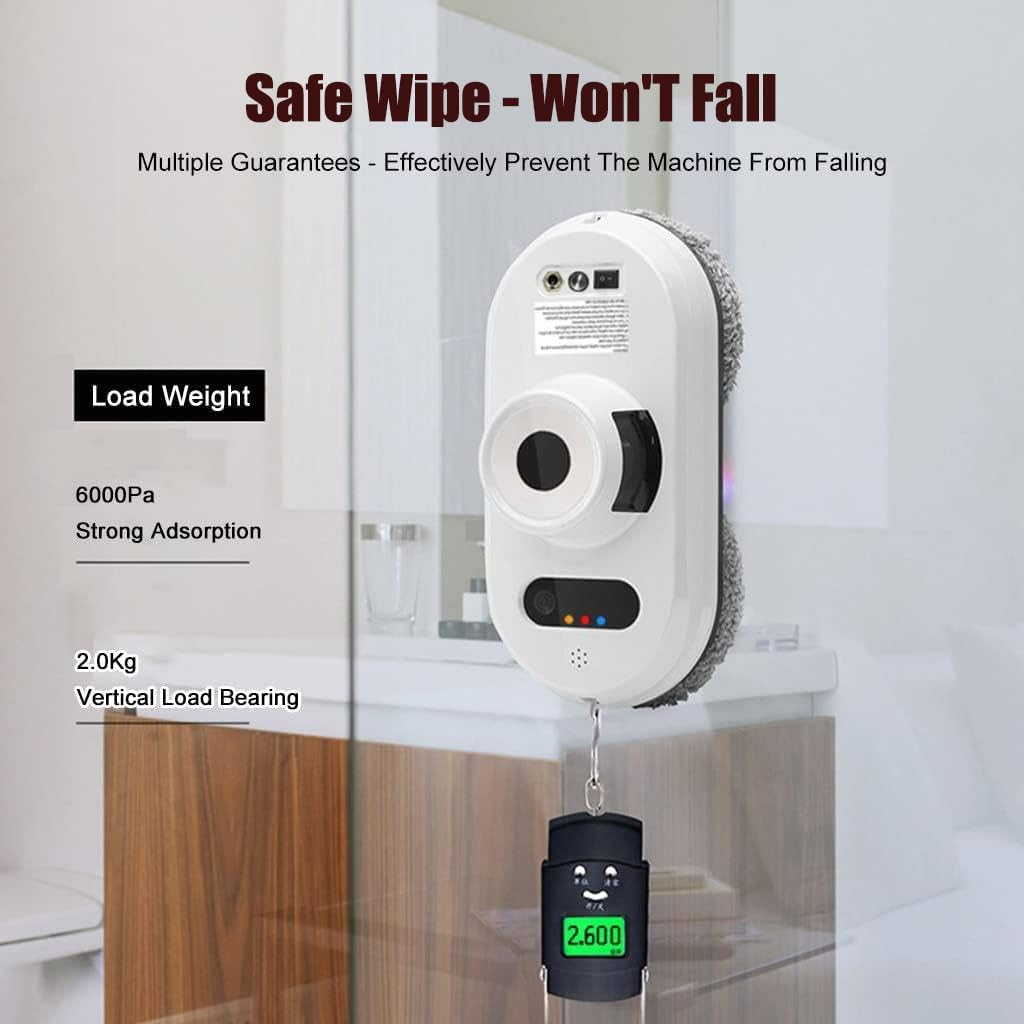 Window Cleaning Robot with Dual Water Spray, Remote Control, Intelligent Edge Detection System, 60Kpa Suction, Smart Window Vacuum for Interior/Exterior Highrise Windows
