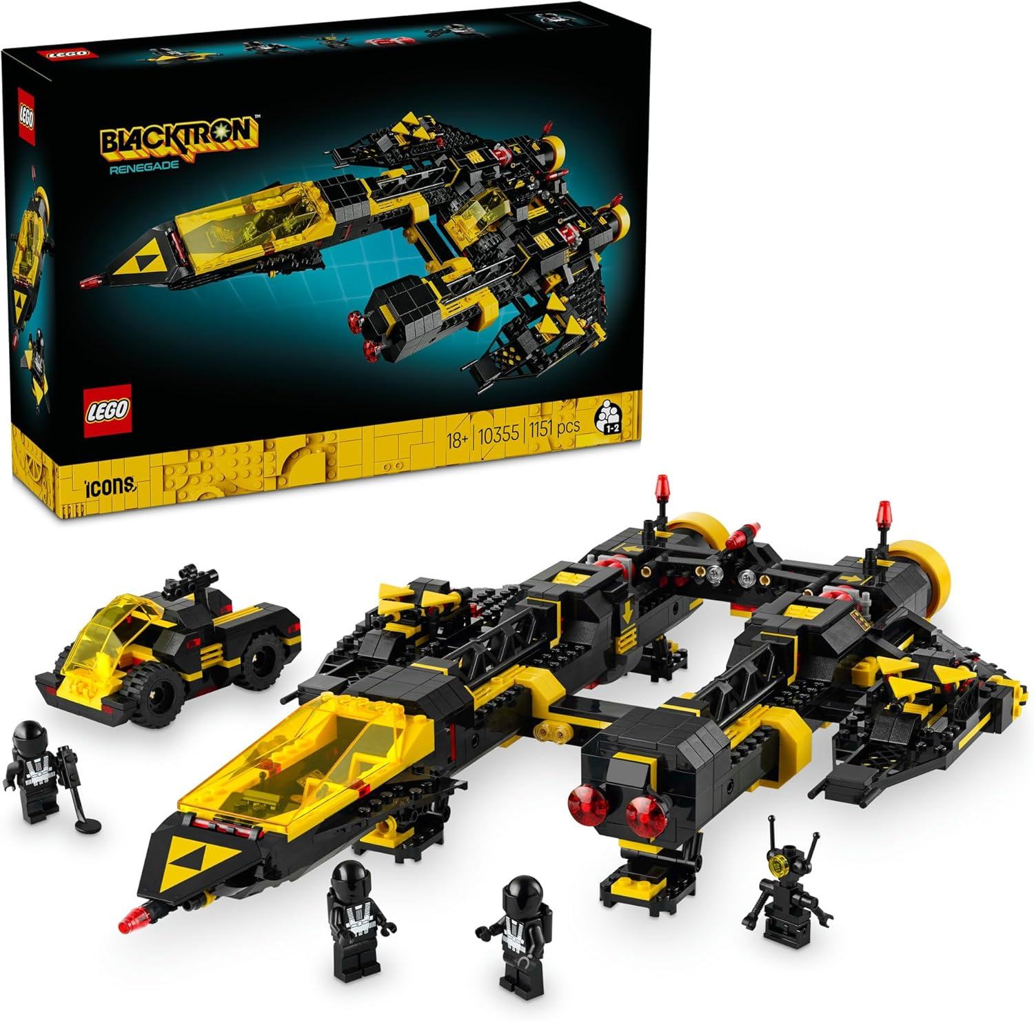 LEGO&reg; Icons Blacktron Renegade (1151 Pcs) Spaceship Model Building Kit for Adults, Classic Movie Fan, Nostalgic Toy for Fans of Collectible Construction Sets and Space-Themed Home Decor 10355 image number 1