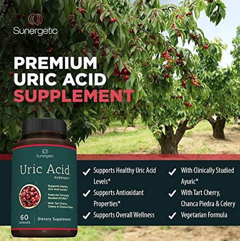 Premium Uric Acid Support Supplement - Uric Acid Cleanse & Kidney Support - Includes Tart Cherry, Chanca Piedra, Celery Extract & Cranberry - Uric Acid Support Formula - 60 Veggie Capsules image number 1