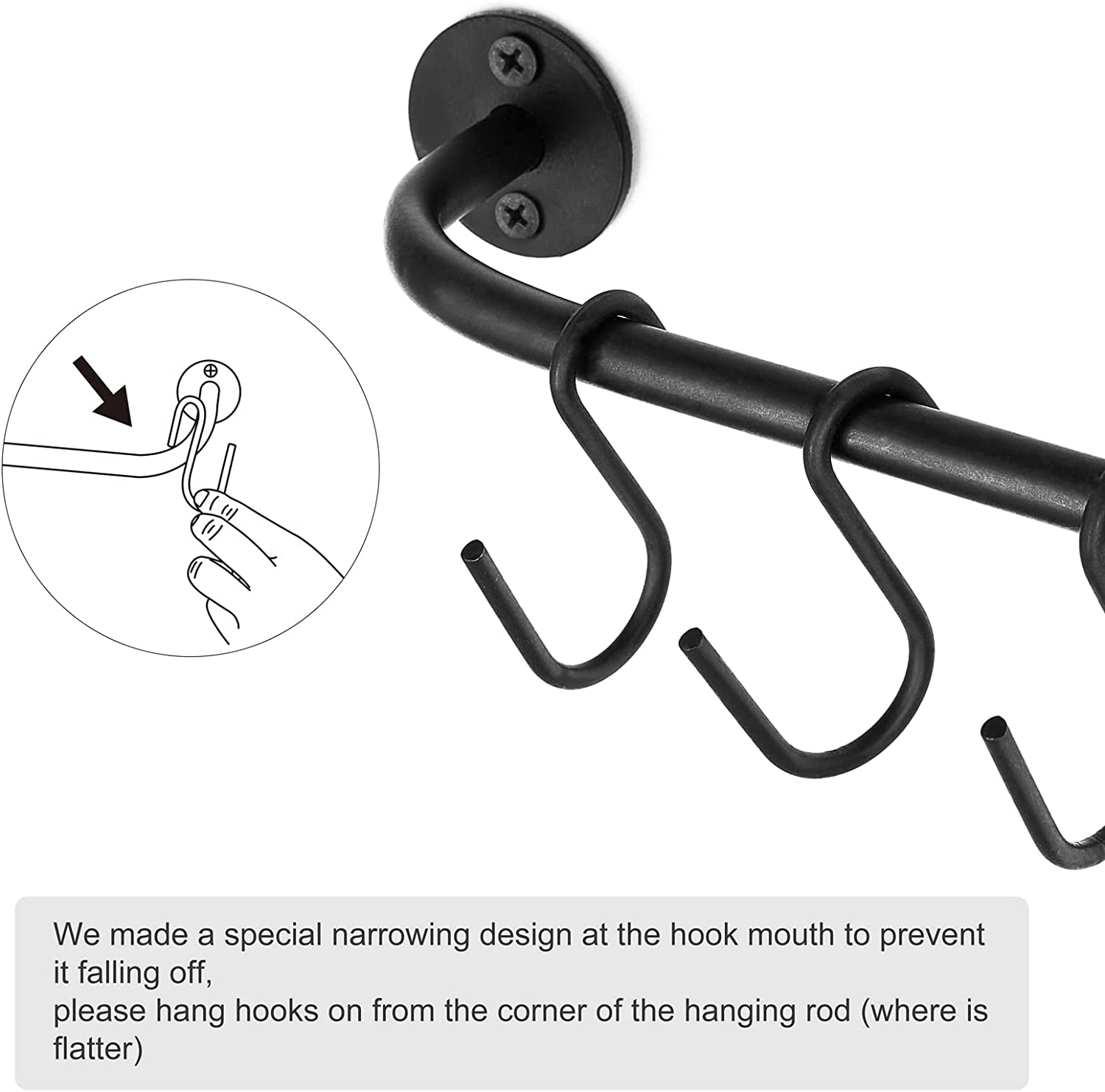 Mkono Mug Holder Wall Mounted Coffee Cup Rack Hanger Modern Metal with 10 Mug Hooks Rustic Utensil Tea Cups Storage Organizer for Kitchen Dining Room Coffee Bar, Set of 2, Black image number 3