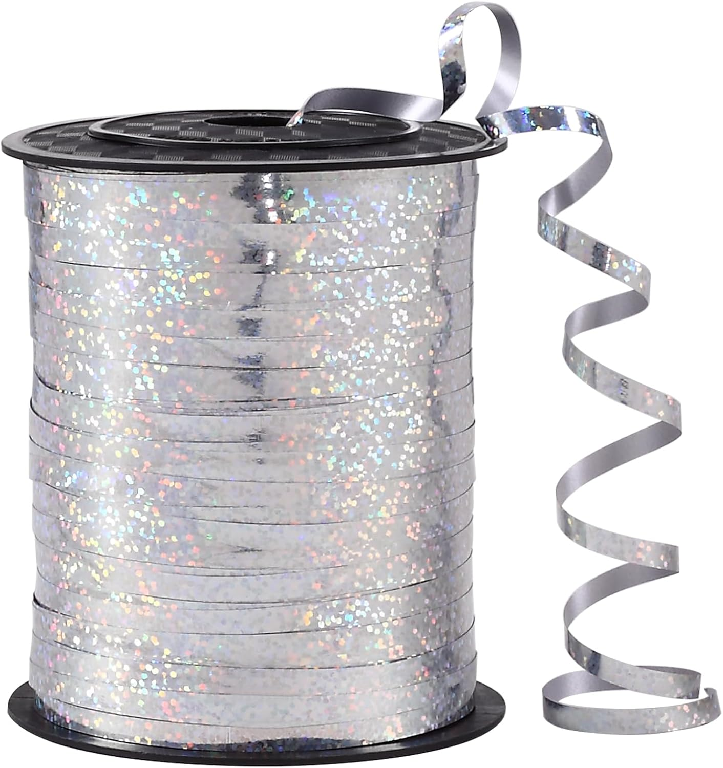 Silver Curling Ribbon for Crafts 3/16 Inch Wide 500 Yards of Gift Wrapping Balloons Hair and Florist Iridescent Crimped and Shiny Metallic Ribbon (1 Roll)