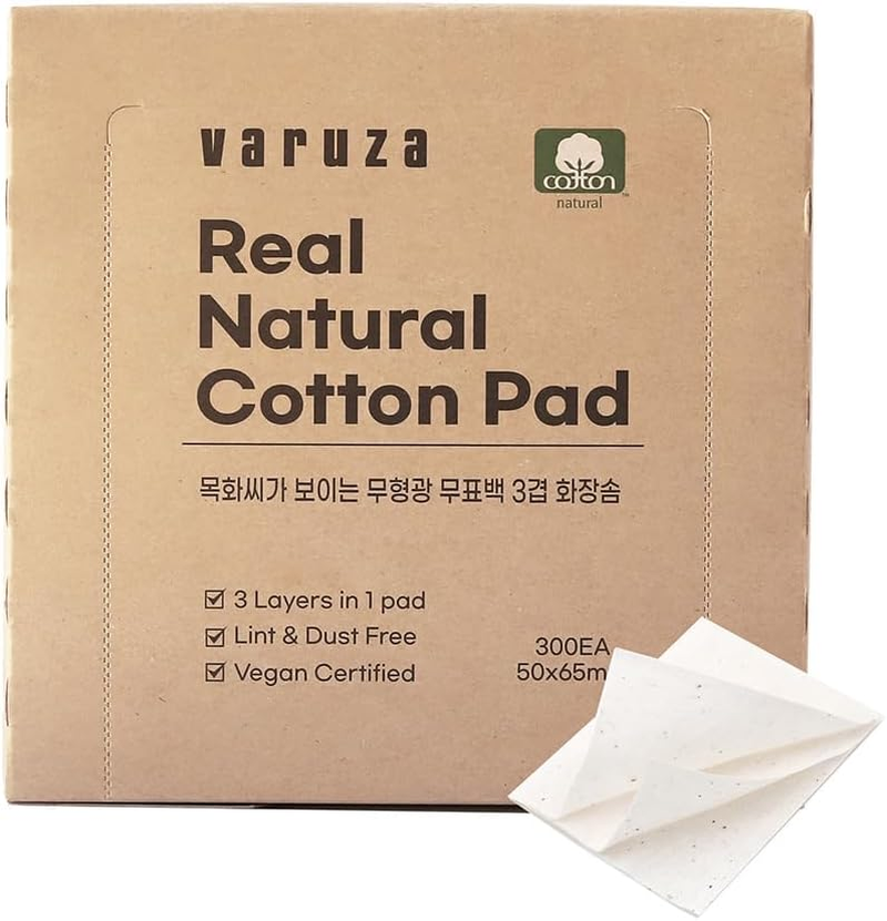 Premium Real Natural Cotton Pads for Face &ndash; Lint Free 3 Layers Cotton Squares for Makeup Removal, DIY Toner Pads, Nail - 100% Cotton Face Pads 300 Count