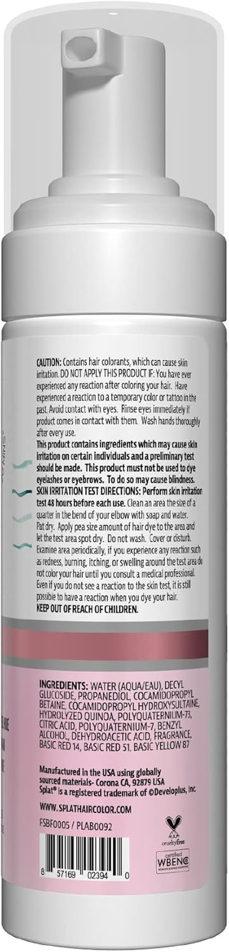 Splat Brilliant Toning Foam, Rose Gold, 5 Oz., Hair Toner Lasts up to 10 Washes, Weightless Conditioning Foam Increases Vibrancy and Shine, Vegan & Cruelty-Free - Platinum image number 2