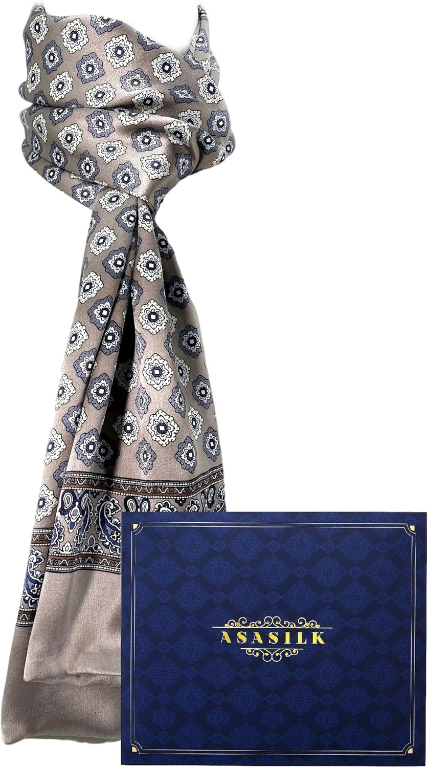 ASASILK Fashion Men Scarf,Luxurious Scarf for Men,Long Neck Scarf,Gift,11''X67'',Mulberry Silk Scarf for Men