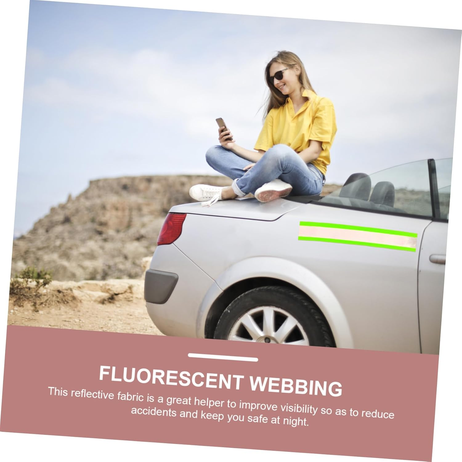 Ipetboom Fluorescent Green Reflective Fabric Tape High Visibility Webbing Strip for Clothing Safety Crafting and Outdoor Use image number 3