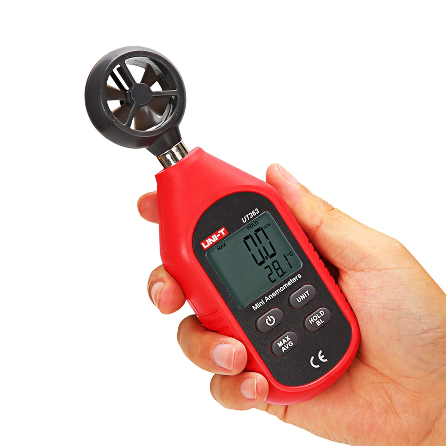UNI-T UT363 Handheld Anemometer Wind Speed Meter Wind Chill Air Temperature Gauge -14&deg;F to 122&deg;F (-10&deg;C to 50&deg;C) with LCD Backlit Max/Avg Data Hold image number 3