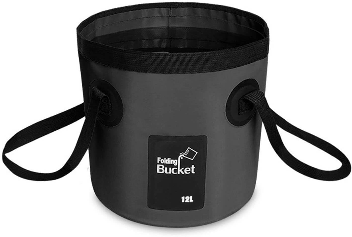 BANCHELLE Collapsible Bucket Water Container Portable Folding Camp Wash Basin for Outdoor Traveling Hiking Fishing Car Washing Gardening Camping (Black, 12L)