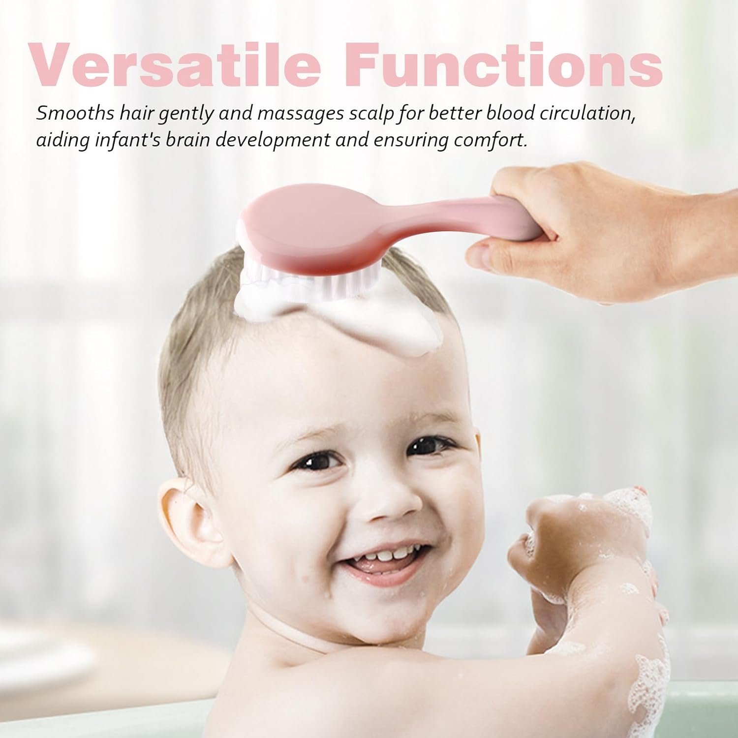 Baby Hair Comb Set Soft Baby Hair Brush Baby Comb Hair Comb Set Newborn Baby Hair Brush and Comb Set Baby Care Hair Brush for Girls and Boys,Ideal Present for Baby Pink image number 5