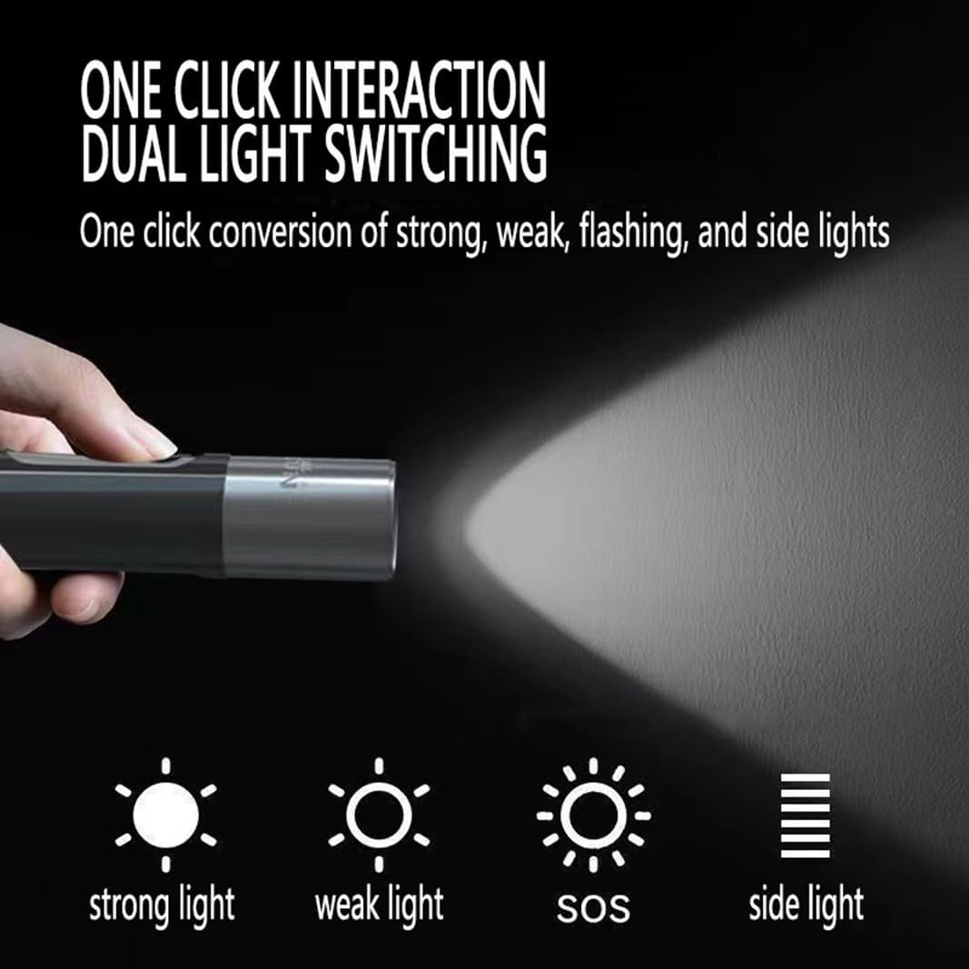 Mini Rechargeable Flashlight, 2000LM Tactical Torch with Dual Light Modes, Zoomable, Waterproof, Magnetic Hook & Bottle Opener for Camping, Hiking, Emergency (Keychain Design) image number 2