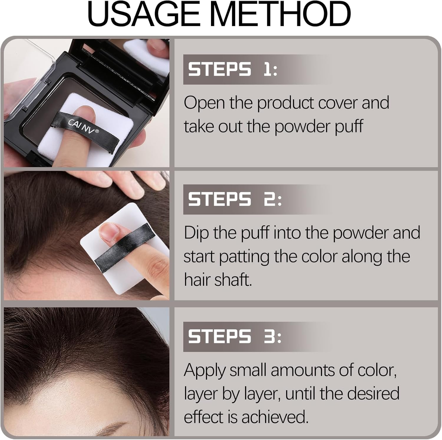 Apooliy Hairline Powder,Hair Shadow for Thinning Hair for Women and Men,Cover Gray Hair Root Touch up Powder,Hair Shading Filler - 03-Grey Brown image number 2