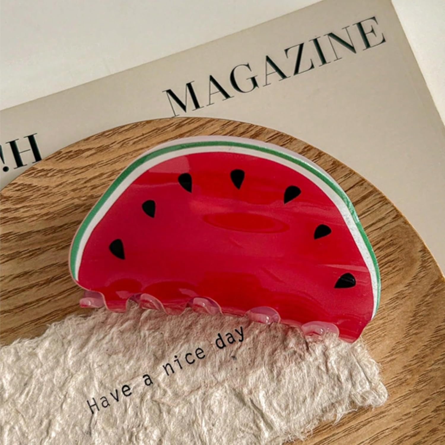 6 Pieces Acrylic Hair Claws Accessories for Women Fruit Clip Cherry Watermelon Lemon Strawberry Pineapple Avocado Funny Claws Summer Hairstyle Decoration (Pack C, Large) image number 4