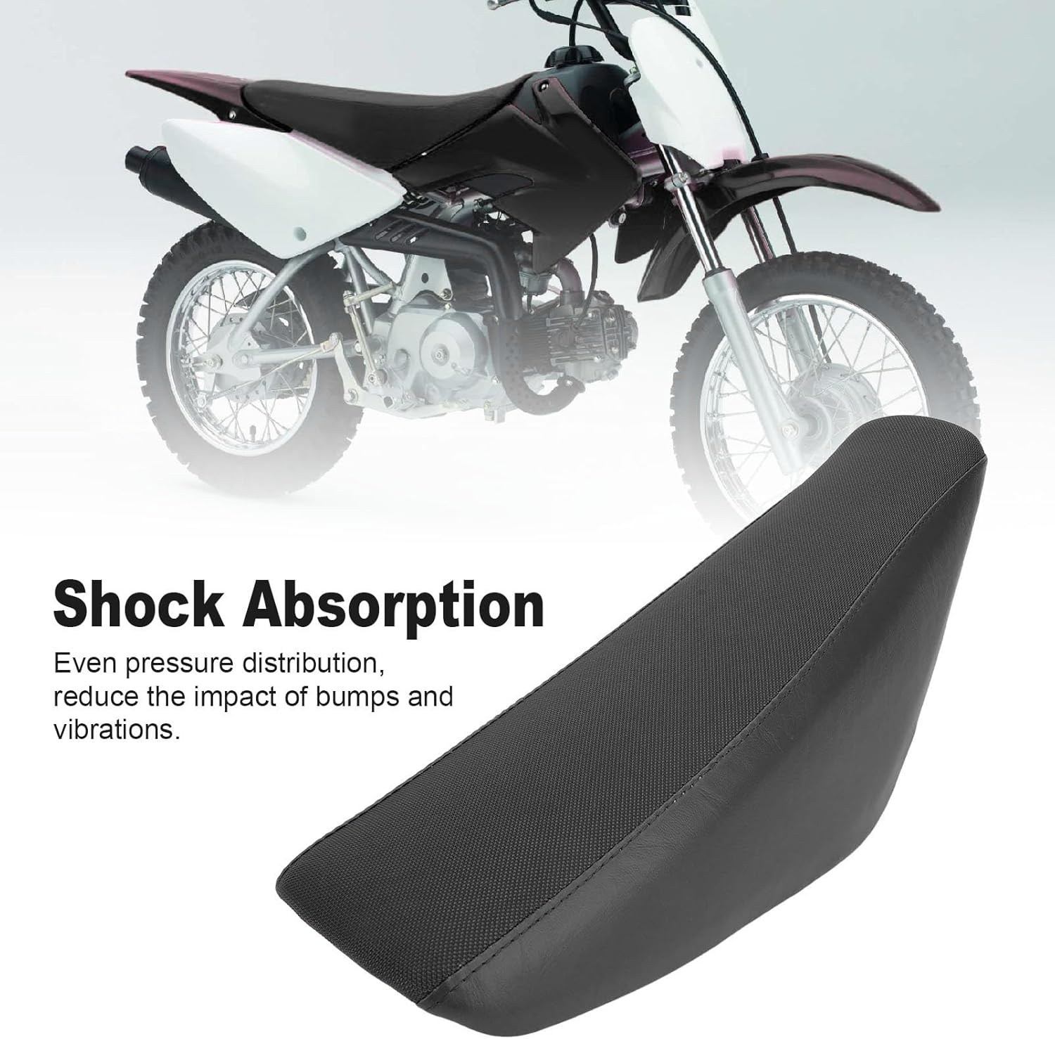 Generic Motorcycle Flat Tall Foam Seat, Motor Trail Bike Tall Seat for CRF50 50 90 110 125 150 160 Pit Dirt Bike (Black) image number 3