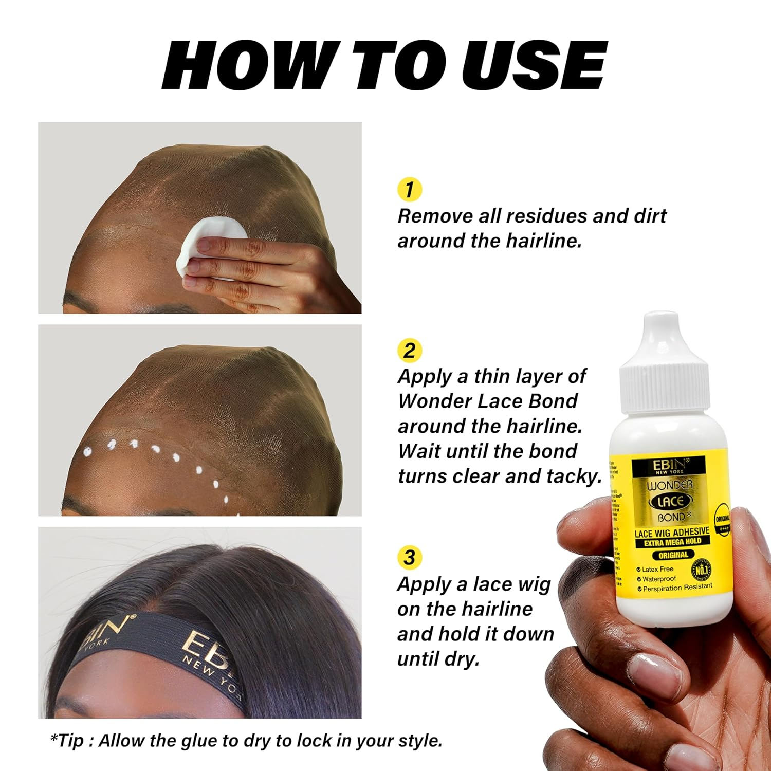 Wonder Lace Bond Wig Adhesive, Latex Free and Waterproof - Supreme 1.15Oz image number 2