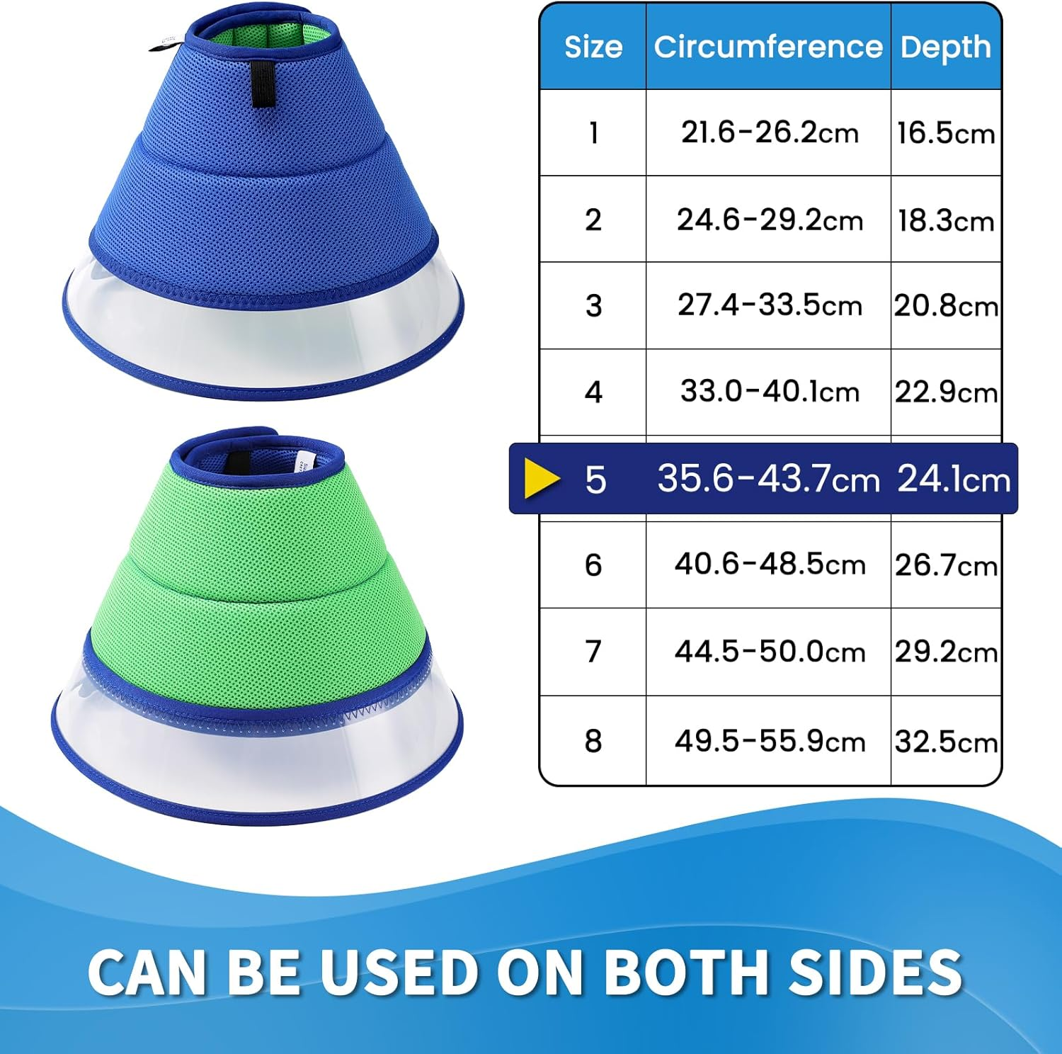 Soft Dog Cone Collar for Dogs after Surgery, Buster Collars for Dogs and Cats, E-Collars for Dogs, Adjustable Dog Recovery Collar for Pets, Protective Head Cone for Dogs Prevent Licking (Blue, Size 5) image number 4