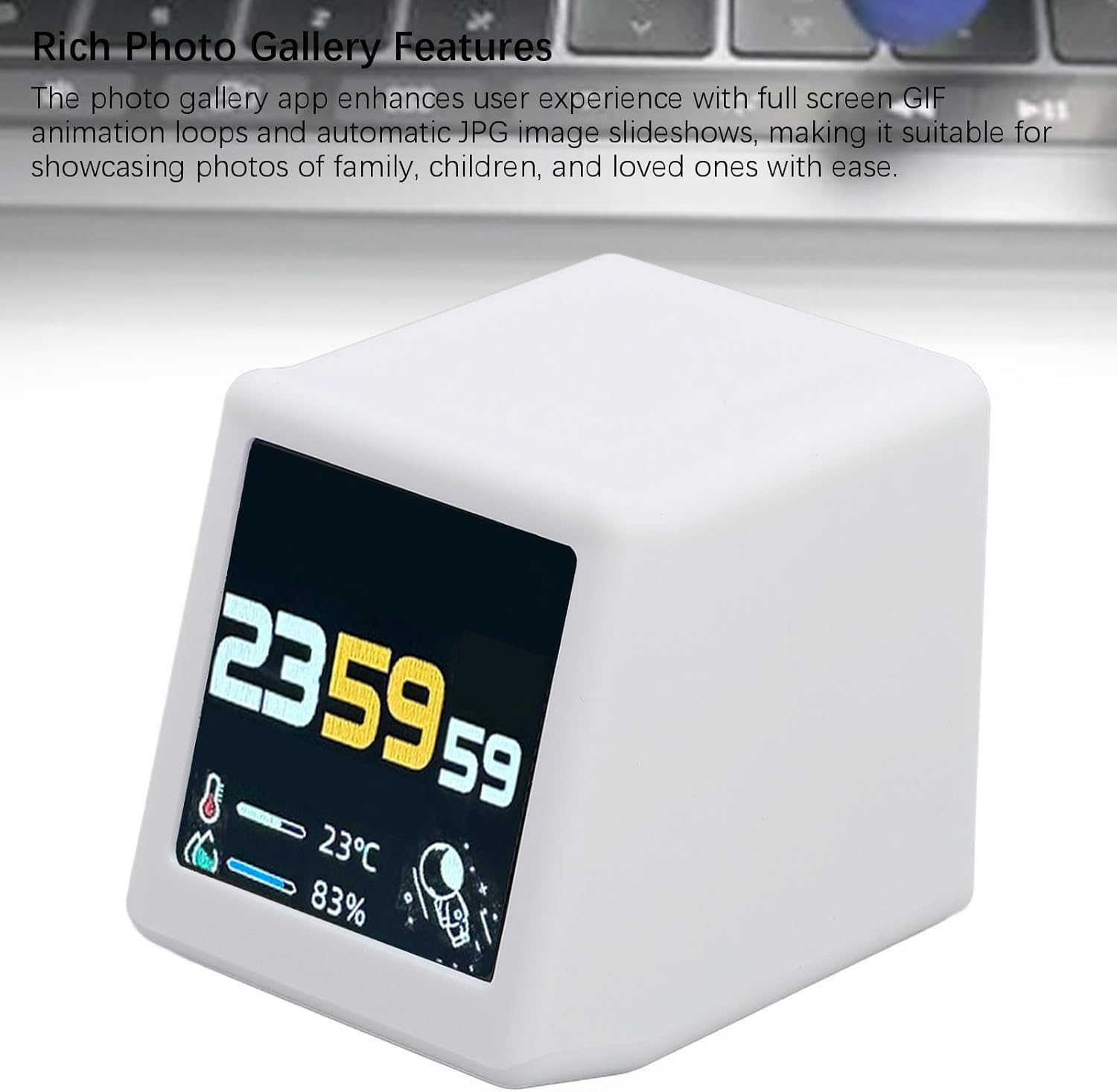 Bitcoin Stock Ticker Monitor Display Time Weather, Wifi Desktop Digital Clock, Multifunctional Easy Using Versatile App Integration, Photo Gallery Features image number 5