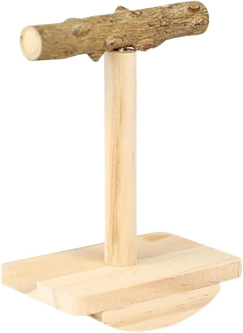 AIMALL Parrot Zanthoxylum Wooden Bird Platform Rack Grinding Claw Stick Natural Wood Perch Shake Music Toy Durable 4.72In X 3.14In X 5.51In for Xuanfeng Tiger Skin Peony Budgie Cockatiel Rest Play Bit