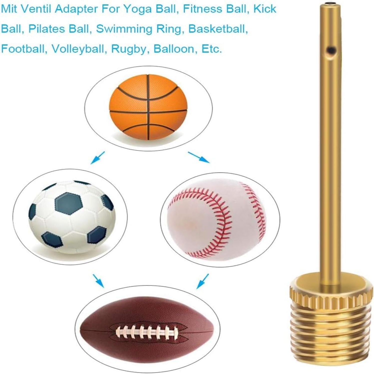 16 PCS Bicycle Presta Schrader Valve Adaptor, Brass Bike Pump Adapters, Ball Pump Needle, Balloon Inflatable Toys Nozzle Inflator Adapter, Air Pump Accessories for Standard Pump or Air Compressor