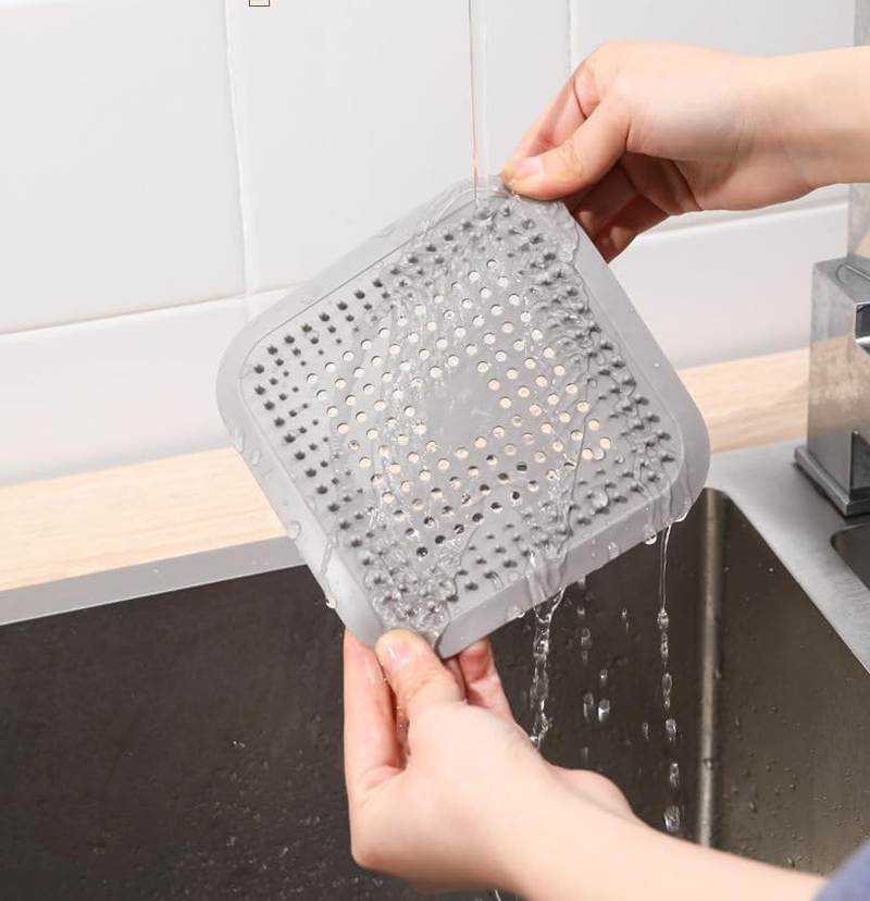 2 Pcs Shower Drain Strainer Hair Catcher Silicone Filter Cover Protector for Stainless Metal Strainer Bathtub Stopper for Bathroom Kitchen Floor Drain (Blue) image number 2