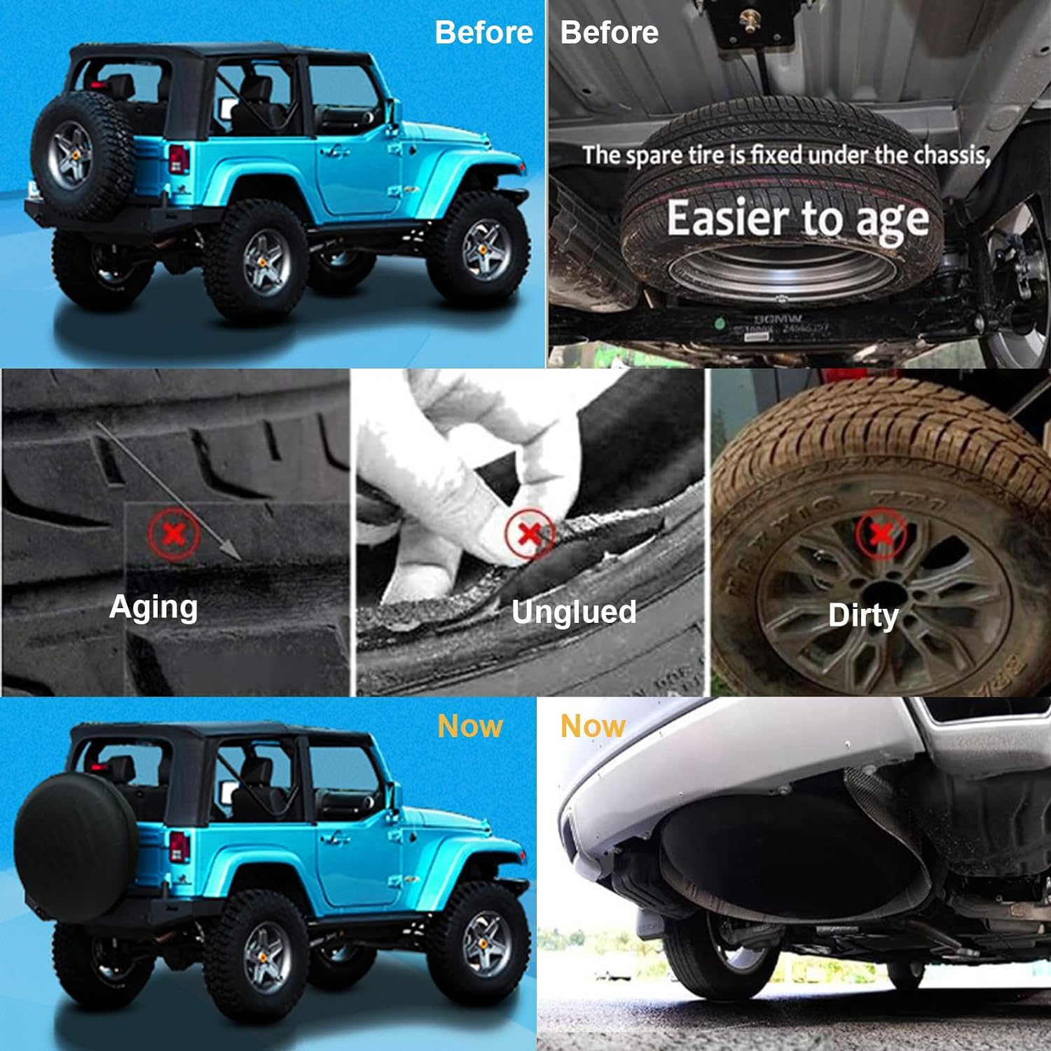 16'' Trailer Spare Wheel Tyre Cover Camper RV Caravan SUV Boat Tire 235/70R17 235/75R16 255/75R15 245/75R15 Compatible with Pajero 265/65R17 Prado 265/60R18 Diameter 30''-31'' 75Cm~79Cm image number 2