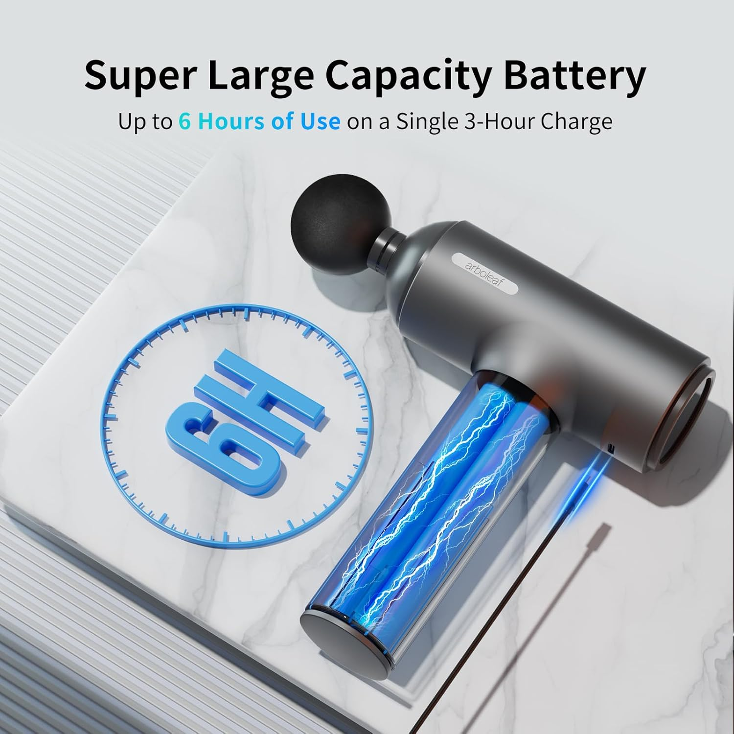 Arboleaf Massage Gun Deep Tissue, 6 Speeds Muscle Massager with 7 Massage Heads, Powerful Portable Back Massager Gun with Type-C Charging for Muscle Pain Relief, Gifts for Men Women image number 6