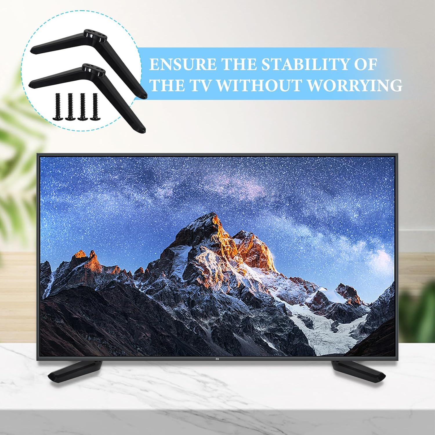 Universal TV Base Stand Compatible with Most 32-55 Inch TCL Roku Smart Tvs, Black Stand Legs with Screws, Easy to Install Replacement image number 5