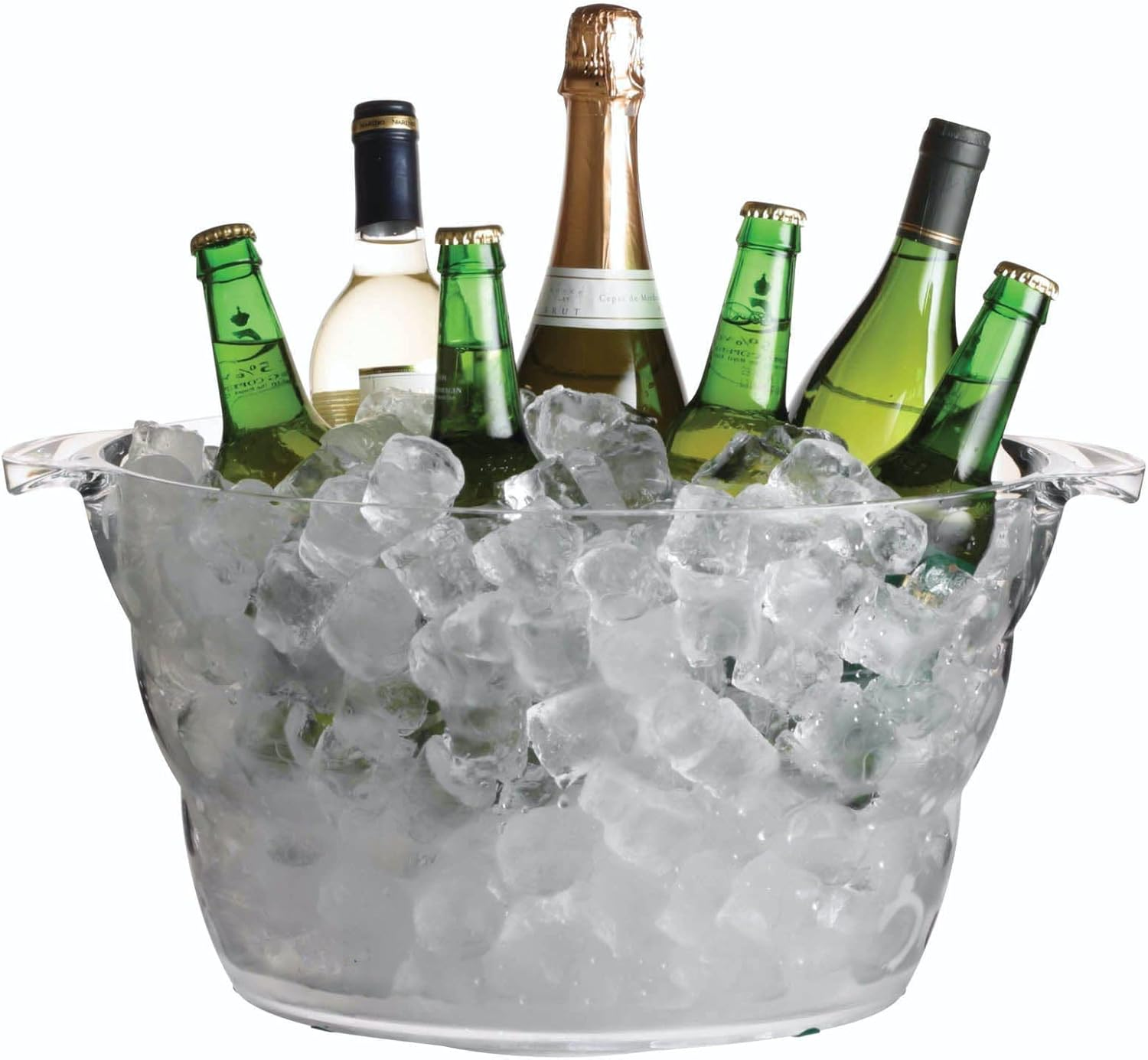 Barcraft Wine Cooler Bucket with Handle, Plastic, Transparent, 4.4 Litres (For 2 Bottles) - Large Drinks Tub