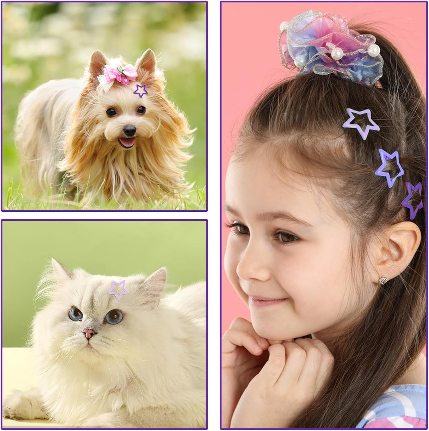 Lnngub 30 Pcs Purple Star Hair Clips,Small Star Clips Purple Snap Barrettes with Non-Slip Stars Clip Y2K Stars Barrettes for Girls and Women image number 5