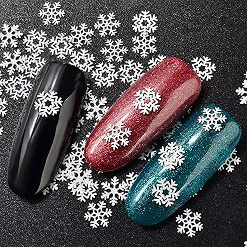 1 Box 3 Styles Christmas Series Snowflake White Slice Design Decoration Sequins Hollow Nail Art Ornaments Zhengpingpai