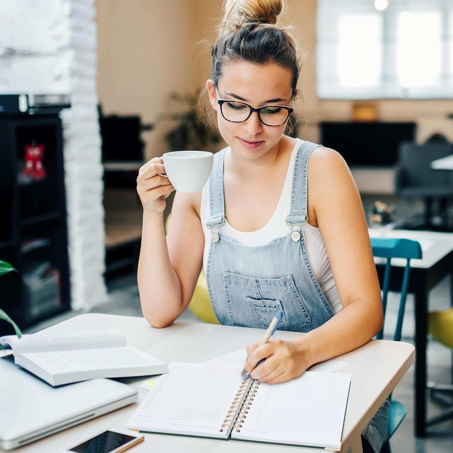 Aesthetic Daily Planner and Notebook with Hourly Schedule - Aesthetic Spiral to Do List Notepad for Work/Home to Organize Tasks and Appointments - Stylish School/Office Supplies Book for Women - Camel image number 2