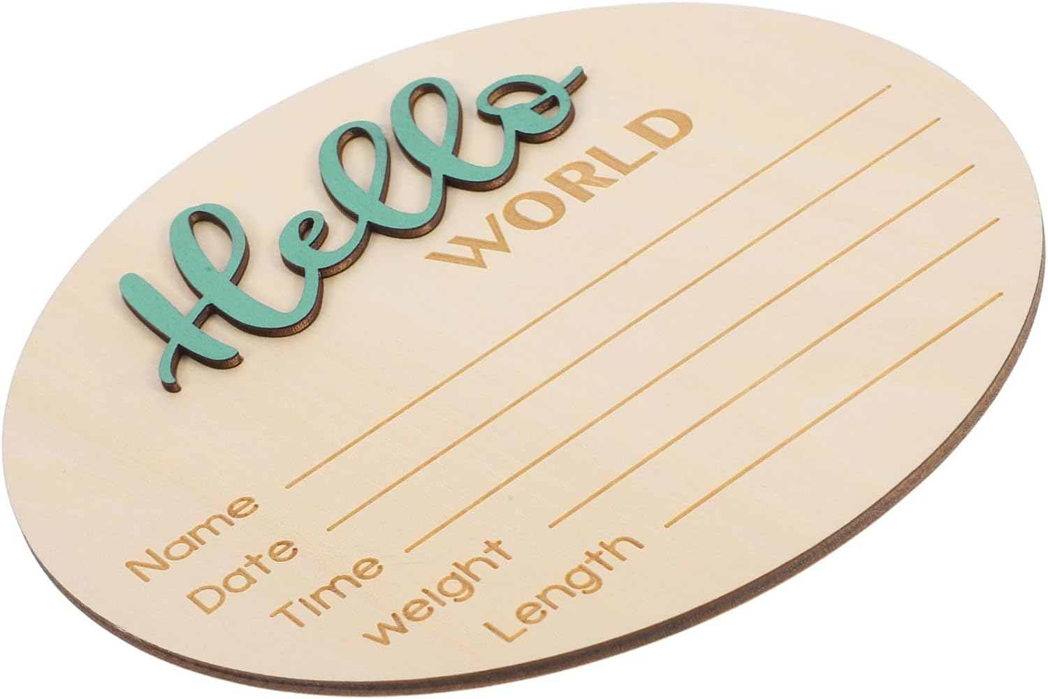 Beaupretty Newborn Name Sign Wooden Birth Announcement Prop round Shape Photography Decor for Shower Simple Design for Recording Name Weight