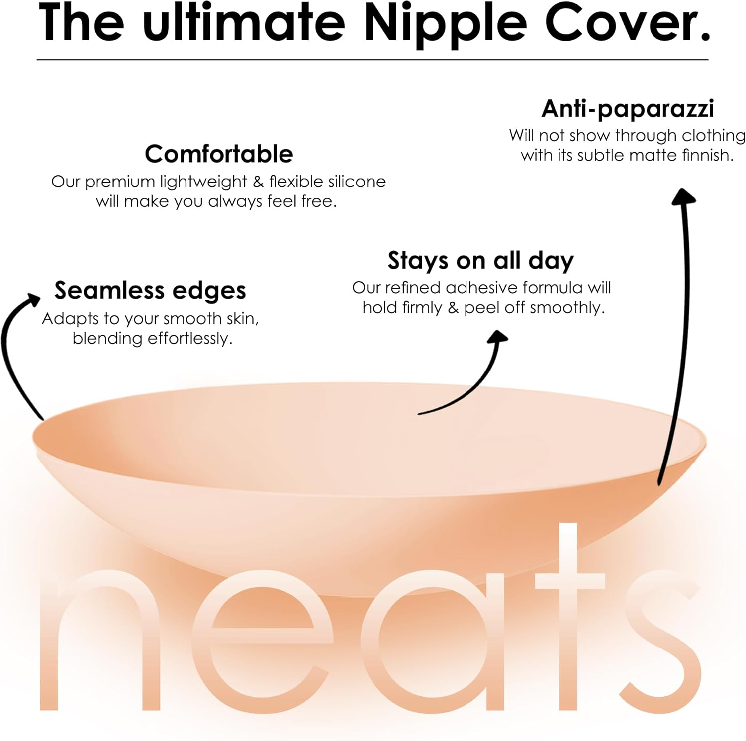 NEATS Nipple Covers for Women, Hypoallergenic Adhesive & Reusable Breast Pasties image number 3
