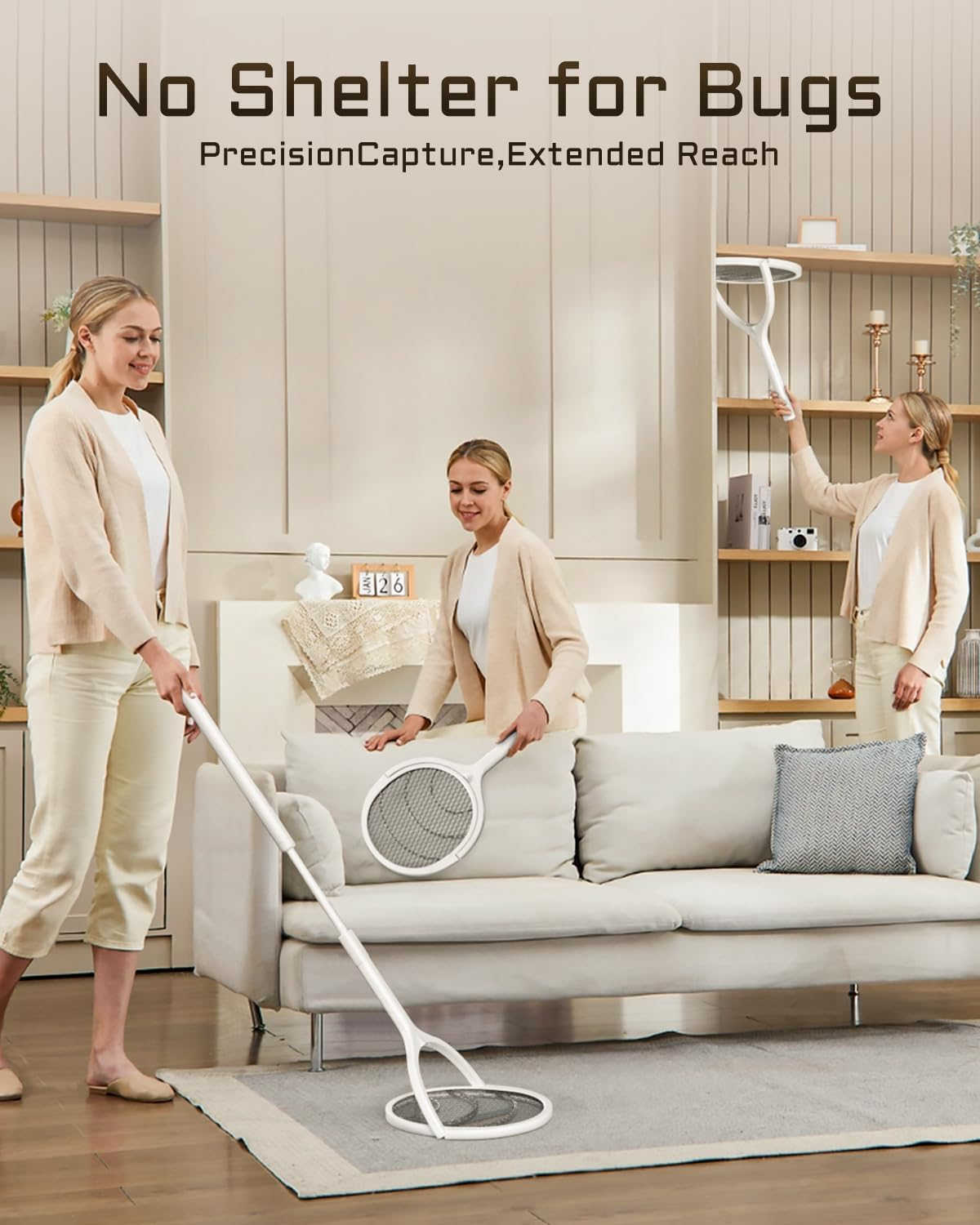 YESDEX Electric Mosquito Zapper - 180&deg; Rotating Head Rechargeable Mosquito Swatter, 4000V Bug Zapper Electric Mosquito Trap, Mosquito Repellent with a Telescopic Extension for Indoor & Outdoor image number 1