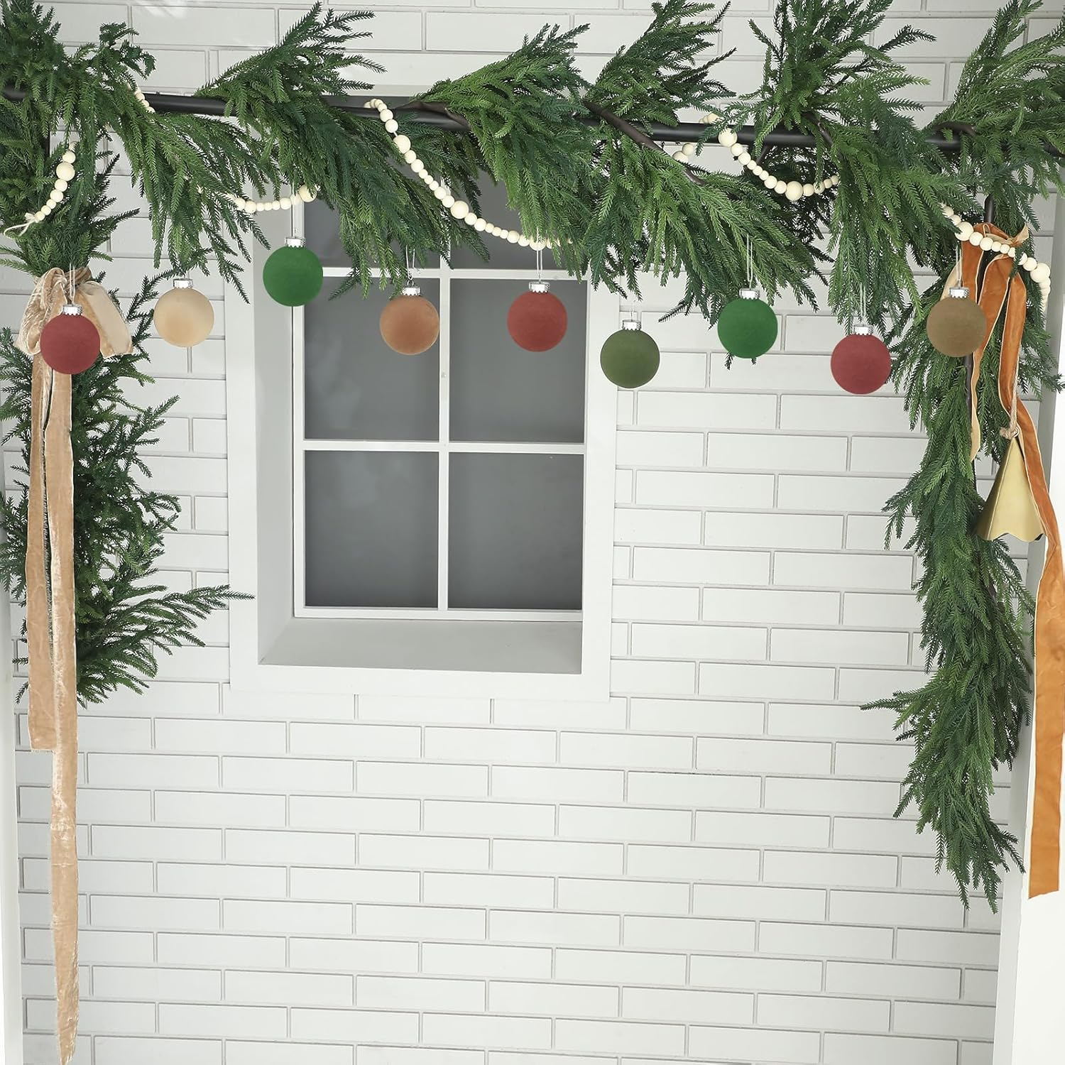 Jutom 12 Feet Christmas Deluxe Norfolk Pine Garlands Realistic Norfolk Pine Faux Greenery Garlands for Holiday Mantle Table Indoor Outdoor Wedding Christmas Decor(1 Pcs) image number 5